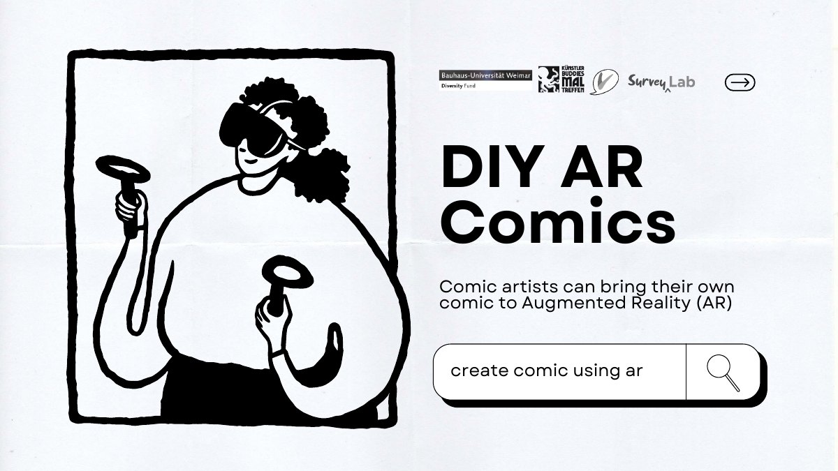 Opening slide of the AR Comic Workshop, showing a hand-drawn character and the workshop title
