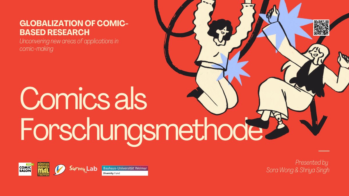 Opening slide for Comics as a Research Method, presented by Sora Wong and Shriya Singh